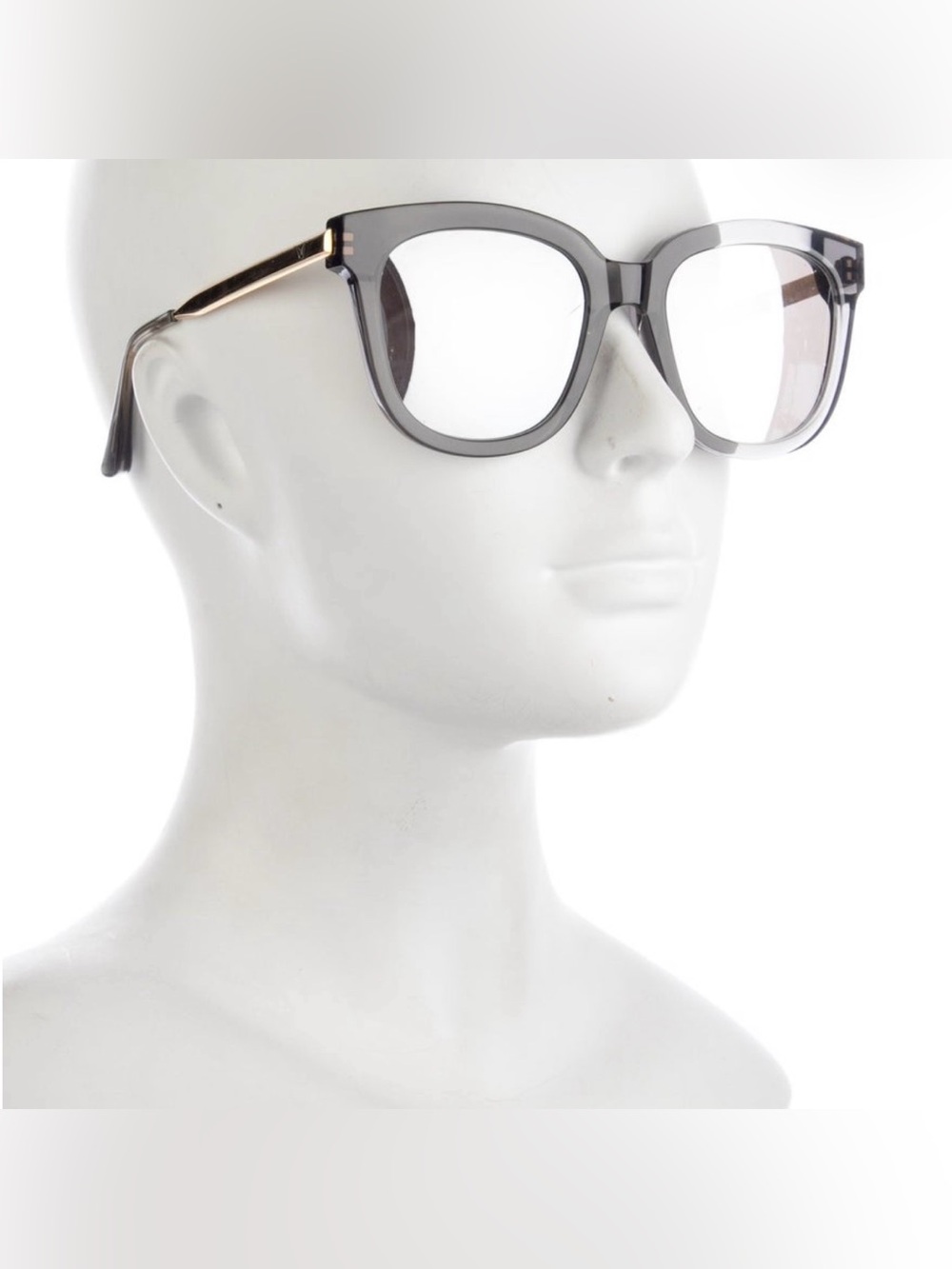 GENTLE MONSTER Translucent Gray Round Women's Glasses with Gold Temples